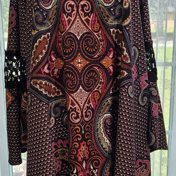 Boho Hippie Vibes Paisly Blouse 1X - Picture 2 of 7